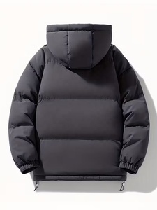 Direct FT Men's Hooded Puffer Jacket Windproof Thick Polyester Winter Casual Zipper Closure Solid Color Loose Fit Regular Length - Product Image 2