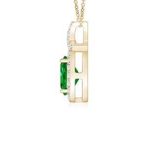14K <b>Solid</b> <b>Gold</b> Natural Emerald Vintage Style <b>Pendant</b> With Diamond Halo Classic Fine Jewellery Anniversary Gift For Her 2026 - Product Image 2