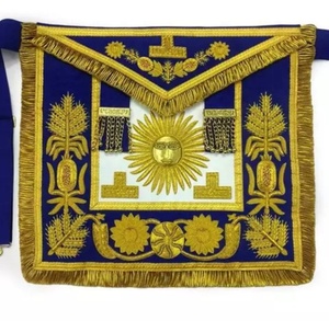 Nouveauté : Tabliers maçonniques ajustables personnalisés en velours avec broderie 3D et broderie à la main dorée, Régalia fabriquée au Pakistan - Product Image 6