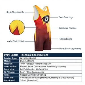 Combinaison de lutte en spandex sublimée personnalisée pour la compétition masculine, vêtements de sport - Product Image 5