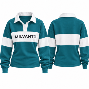 Teal Custom <b>Women</b>’s Rugby <b>Polo</b> <b>Shirt</b> 100% Cotton 220 GSM <b>Long</b> <b>Sleeve</b> Rugby <b>Shirt</b> Premium Breathable Fabric <b>Polo</b> For <b>Women</b> - Product Image 1