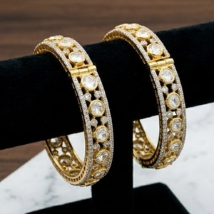 925 Silver Monzo <b>Bangles</b> Luxury Stone Designer Kada Bracelet <b>Set</b> for Women Wedding Jewelry Round Brilliant Cut - Product Image 2