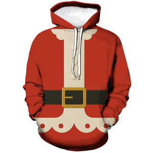 Red Santa Claus Print Hoodie Men's Casual Winter Knitted Sweatshirt Regular Fit Sublimation Christmas winter Transfer Print - Product Image 5