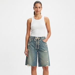 Women's <b>High</b> <b>Waist</b> Distressed Denim <b>Shorts</b> With Drawstring <b>High</b> Quality Streetwear Denim <b>Shorts</b> Ladies - Product Image 6