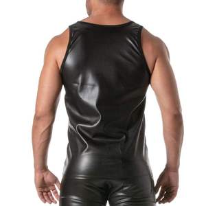 Tank Top <b>Latex</b> Second Skin Black Slim Fit <b>Mens</b> Gothic Fetish Clubwear Stretch Party Night Fashion Statement - Product Image 2
