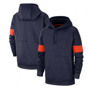 Sweat-shirt à capuche zippé pour homme, bleu marine, avec accents sur les manches, coupe classique, décontracté, en tissu molletonné français tricoté 100 % coton, idéal pour l'automne - Product Image 1
