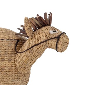 Cute Donkey Water Hyacinth Storage <b>Basket</b> <b>with</b> <b>Lid</b> Woven Animal Shaped Toy Organizer Bin for Kids Room Decor - Product Image 2