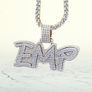 Custom Iced Out EMP Letter <b>Pendant</b> Necklace Micro Pave CZ Diamond Personalized <b>Initial</b> <b>Pendant</b> Hip Hop Nameplate Jewelry for Men - Product Image 1