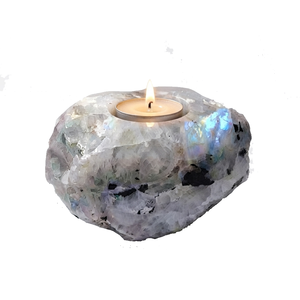 Portavelas de Piedra Natural Tallada a Mano, Piedra de Luna Arcoíris, Ágata, Gema Curativa, Venta al por Mayor - Product Image 1