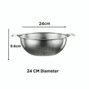 Passoire en acier inoxydable à mailles fines avec poignée en silicone pour laver les légumes et les fruits - Product Image 2