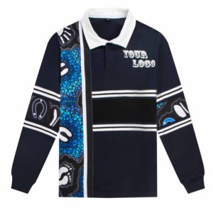 Camiseta de Rugby OEM 2026 con Estampado Teñido en Hilo, 350gsm, Algodón Tejido, Mangas Largas, Nombre del Equipo Personalizado, con Sublimación - Product Image 6