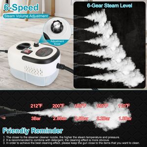 Limpiador a Vapor Multifuncional de Alta Presión de 2500W, 6 Velocidades Ajustables, Múltiples Cepillos para Hogar, Cocina, Auto, Piso y Ventanas - Product Image 5
