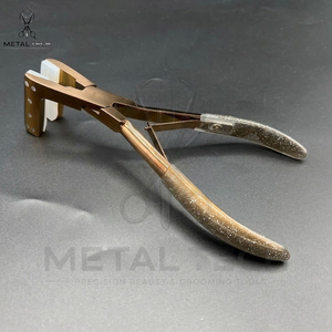 Pince à presser pour extensions de cheveux en bronze métallique, poignées texturées scintillantes, cadre perforé, pince de scellage en silicone - Product Image 2
