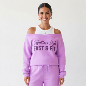 Wholesale Price Oversized Women <b>Sweatshirt</b> With Drop <b>Shoulder</b> Soft Fabric Slash neck Streetwear for Winter - Product Image 1