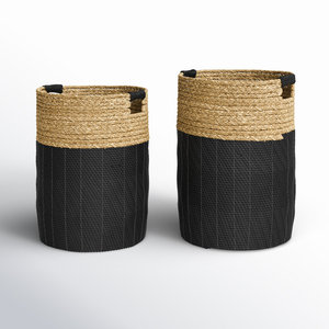 Handwoven Seagrass <b>Wicker</b> Laundry <b>Hamper</b> <b>Basket</b> Set with Lids Eco-Friendly and Stylish Storage Solution - Product Image 5