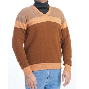 Suéteres para Hombre, Nueva Colección, Hechos de Algodón y Lana, Suéter Personalizado OEM con Cuello en V, Suéter de Punto con Bloques de Color, Ropa de Invierno Cómoda - Product Image 1