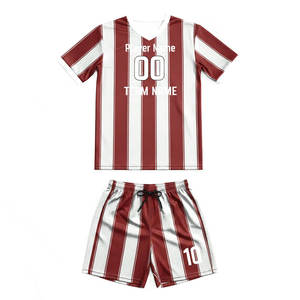 Conjunto de Uniforme de Fútbol Personalizado con Nombre de Equipo, Aplicación de Rayas Teñidas, 100% Poliéster, Manga Corta - Product Image 6