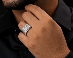 <b>Men</b> Diamond <b>Ring</b> Princess Cut Square Cluster Luxury Statement Jewelry Everyday Wear OEM ODM Fine Jewelry Manufacturer - Product Image 3