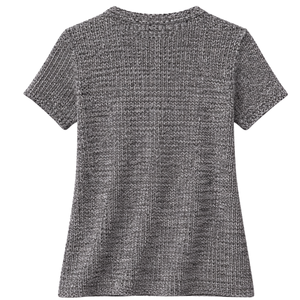 Top de punto texturizado para mujer, manga corta, cuello redondo, corte ajustado, informal, suéter de verano, blusa elegante y suave para el día a día - Product Image 2
