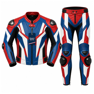 Combinaison de moto deux pièces pour course automobile avec protections rigides pour les épaules et les genoux, combinaison en cuir de qualité supérieure pour course sur circuit - Product Image 1