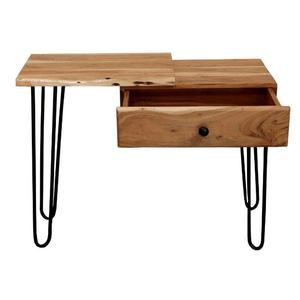 Modern Solid Mango Wood Living Room & Hotel Panel <b>Console</b> <b>Table</b> <b>with</b> Drawer Storage Durable Design and Iron Metal <b>Hairpin</b> <b>Legs</b> - Product Image 2