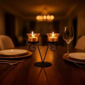 Modern Metal <b>Tealight</b> Candle Holder Black Decorative <b>Lantern</b> for Home Living Room Decor Elegant Metal Candle Jar At Best Price - Product Image 1