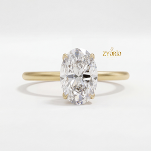 Anillo de Compromiso de Lujo con Diamante Ovalado de 1.20 Quilates, Corte EF VS1, en Plata de 18K con Diamantes Redondos Decorativos para Boda y Fiesta - Product Image 3