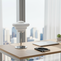 Lampe de table moderne en fer et verre avec abat-jour LED USB, idéale pour les hôtels