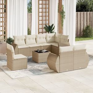 Set divano da giardino modulare in 9 pezzi Beige in PE Rattan, comodo ed elegante, per esterni - Product Image 1
