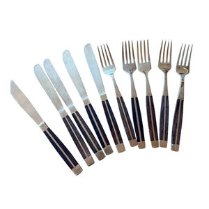 Ensemble de couverts en acier inoxydable avec manche en bois d'olivier artisanal, vaisselle pour la maison, la cuisine, le restaurant, les mariages - Product Image 4