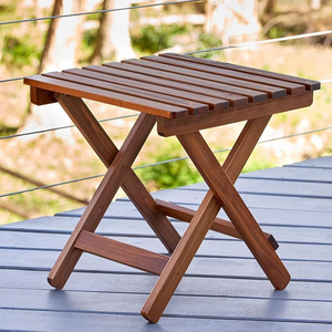 Table basse d'extérieur en bois Adirondack faite à la main, marron naturel, pliable, table d'appoint de patio, mobilier de jardin rustique pour balcon et terrasse - Product Image 4