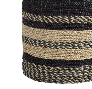 Wholesale Manufacturer Natural Seagrass <b>Basket</b> with Black and Natural Stripes Storage Laundry <b>Hamper</b> Bin with Handles - Product Image 4
