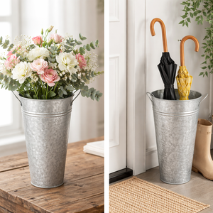 Vases en métal galvanisé de style farmhouse français pour la décoration de la maison et porte-parapluie - Product Image 3