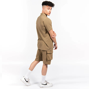 Custom Summer Men Short Sleeve Polo Shirt Cargo Shorts Set Casual Khaki Tracksuit <b>Athletic</b> Sportswear Men Short Sets Clothing - Product Image 3