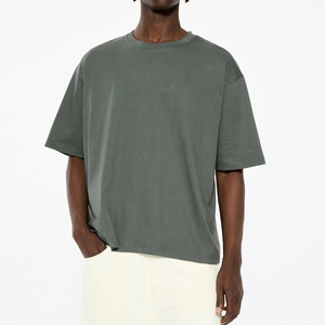 เสื้อยืดทรงบ็อกซี่สำหรับผู้ชาย เสื้อยืดเฟรนช์เทอร์รี่แบบสั่งทำพิเศษ ผ้าฝ้ายออร์แกนิค 100% หนัก 300 GSM เสื้อยืดโอเวอร์ไซส์ - Product Image 1