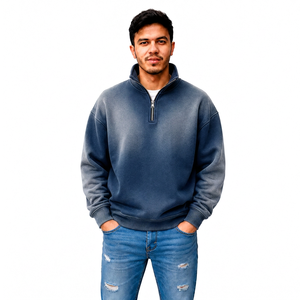 Fournisseur d'habillement OEM en gros pour hommes, style streetwear, avec finition vieillie et effet délavé personnalisé, fermeture éclair quart de tour, marque privée, usine - Product Image 4