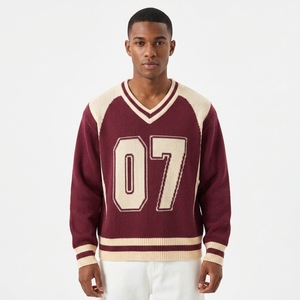 Nuevo Suéter de Punto Jacquard 100% Algodón para Hombre, con Logotipo Frontal, de Secado Rápido, Antiarrugas, Antipilling, Holgado, Informal, para Invierno - Product Image 2
