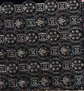 Base en velours noir tricoté à motif géométrique et sequins pour veste ethnique, lehenga de mariée, abaya pour femme - Product Image 1