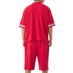 Conjunto Deportivo Personalizado de Dos Piezas Unisex, Camiseta y Pantalones Cortos, Cuello Redondo Holgado, Logotipo Tejido en la Parte Delantera, Ropa Urbana de Verano OEM - Product Image 2