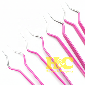 Professional Sustainable Anti-Magnetic Stainless Steel Pink Eyelash <b>Tweezers</b> for Lash Extension 12-14cm - Product Image 1
