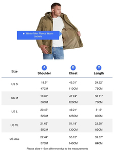 <b>Men's</b> Khaki Hooded <b>Parka</b> Zip Up <b>Winter</b> <b>Coat</b> Thick Sherpa Lined Windproof Casual Jacket - Product Image 6