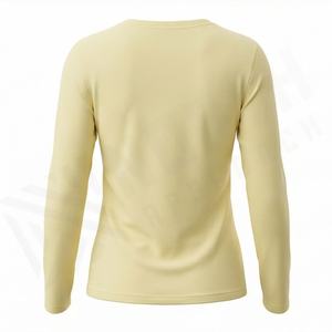 T-shirt à manches longues et col rond pour femme, couleur personnalisée, coton biologique de luxe, pré-rétréci, certifié GOTS, coupe classique, tissu doux de qualité supérieure - Product Image 2