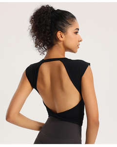 T-shirt de sport pour femme léger, écologique, en Spandex/Nylon, à séchage rapide, respirant, décontracté, pour la course et le yoga, avec logo frontal - Product Image 6