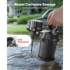 Bomba sumergible para aguas residuales/efluentes de 3/4 HP y 6000 GPH, de hierro fundido, con interruptor de flotador automático con cable y salida NPT de 2 pulgadas - Product Image 4