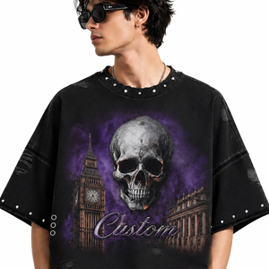 เสื้อยืด Glory Custom Rhinestone Acid Washed ผ้าคอตตอนเจอร์ซีย์ 100% พิมพ์ลายกราฟิกโลโก้ตามสั่ง แขนสั้น สำหรับใส่ได้ทั้งชายและหญิง - Product Image 6
