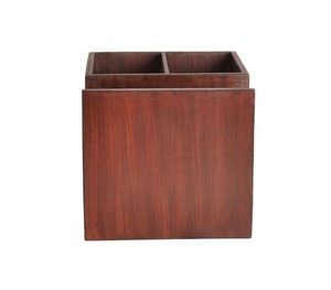 Porte-couverts en bois fait à la main de qualité supérieure en 2 sections avec porte-serviettes attaché pour restaurant à manger Caddy - Product Image 1
