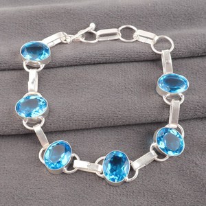 Sterling <b>Silver</b> Zircon <b>Charm</b> <b>Bracelet</b> Luxury High Quality Vintage Style December Birthstone Jewelry Gift for Women - Product Image 1