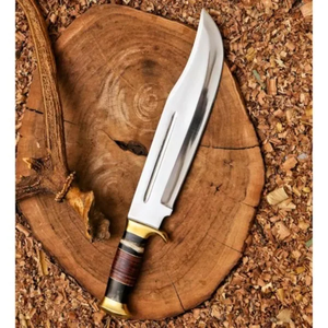 Couteau de chasse Bowie LEGACY BLADES en acier à haute teneur en carbone de qualité supérieure, manche en cuir fait main, lame fixe à pointe tombante, OEM ODM - Product Image 4