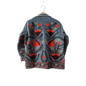 Embellished Velvet <b>Quilted</b> Hooded Jacket Floral Suzani Hand Embroidery Boho Winter Wear Breathable Eco-Friendly Short Coat Women - Product Image 2