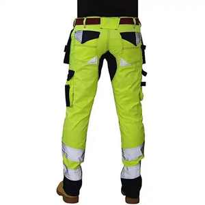 Pantalons de travail haute visibilité pour hommes, polyester, bande réfléchissante, pantalons de sécurité avec plusieurs poches pour les ouvriers du bâtiment - Product Image 2